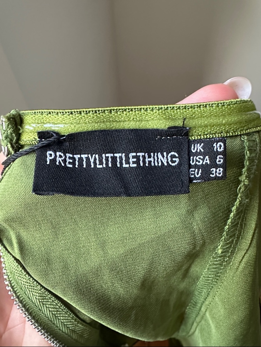 NWT PRETTYLITTLETHING Olive Satin Fairy Whimsy Renfair Party Corset Size 6 - Picture 4 of 5